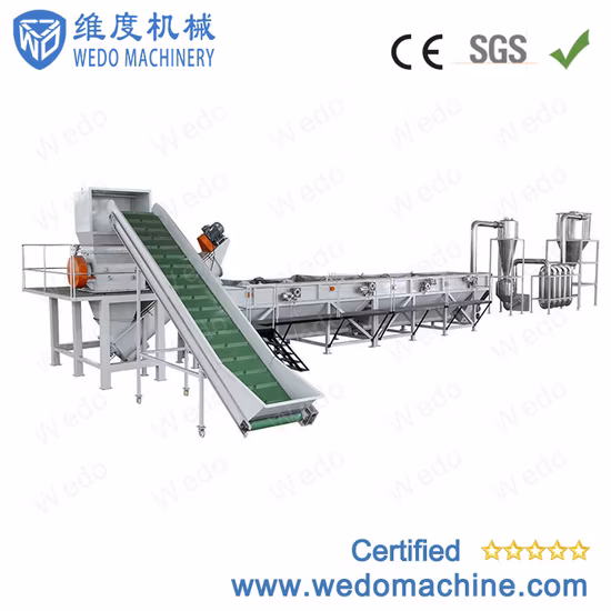 PP Pipe HDPE Bottle Shredding Crushing Washing Recycling Machine with Friction Washer